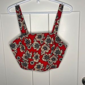 Forever 21 floral tank crop top with back zipper size medium